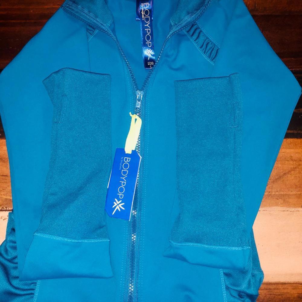 Bodypop Teal Blue Workout Zip Up Sweatshirt Activewear Running Runners Jacket - Picture 4 of 6